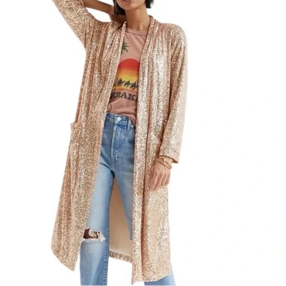BB Dakota Sequin Dustwr Jacket in Rose Gold